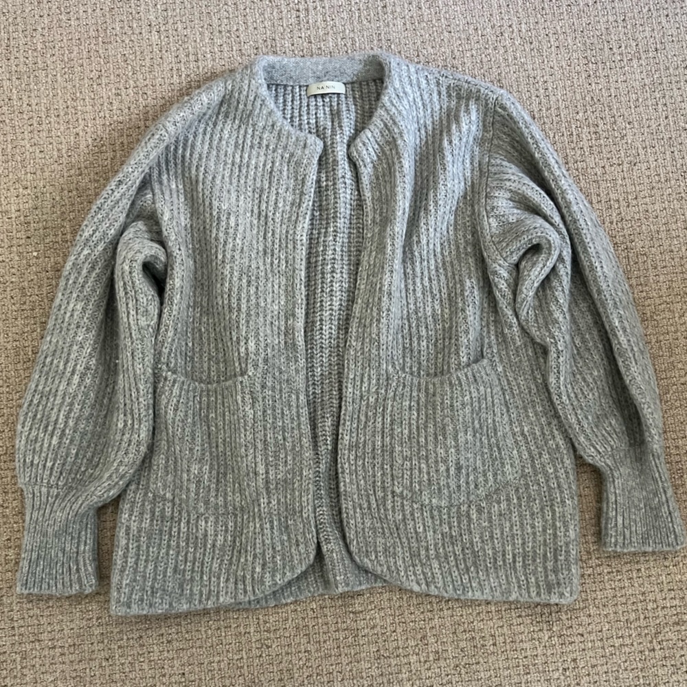 Cozy Ribbed Open-Front Cardigan - Light Gray - Picture 2 of 5